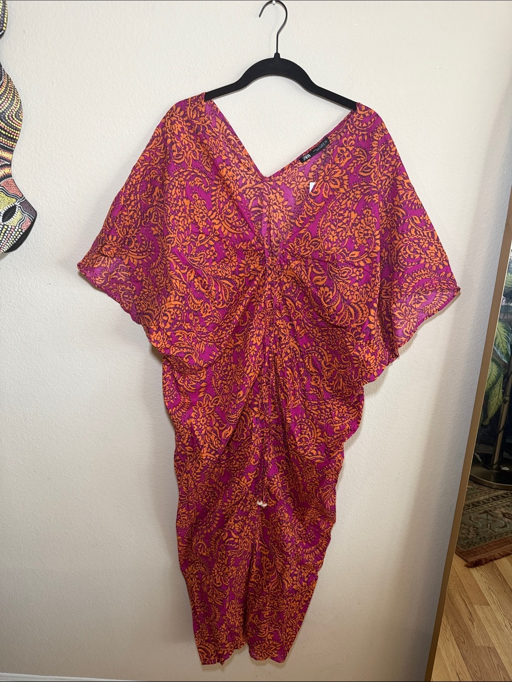 🛑SOLD - Zara Magenta and Orange Floral Print Caftan